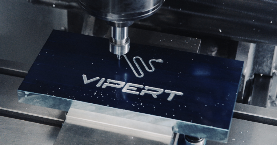 Vipert logo engraved in metal