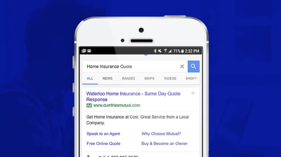 Dumfries Mutual Insurance Google search ad