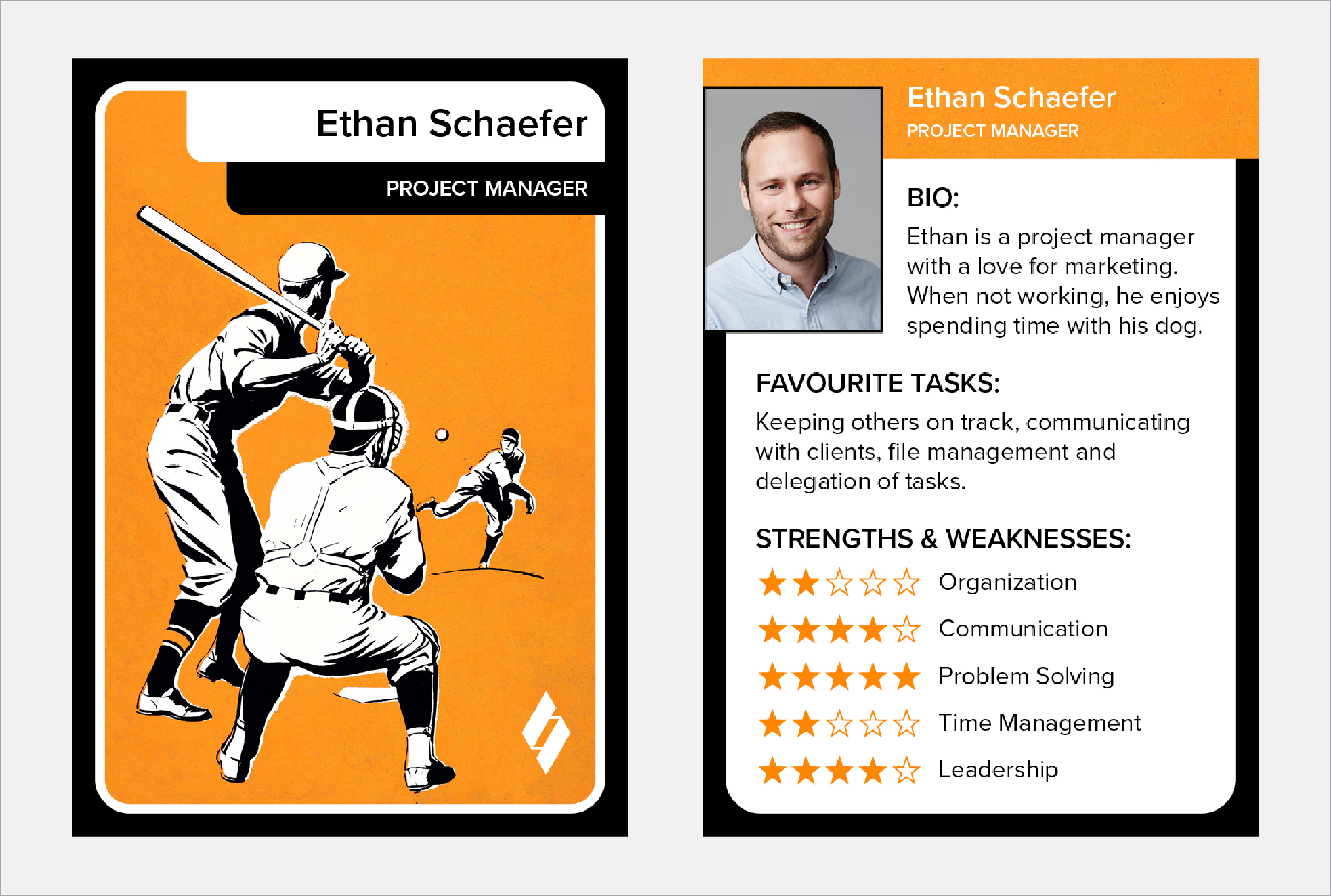 Employee baseball card example