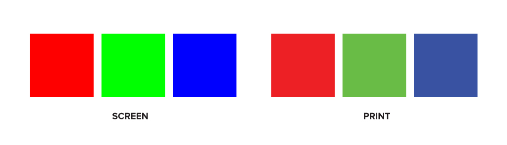 Colours on screen versus print
