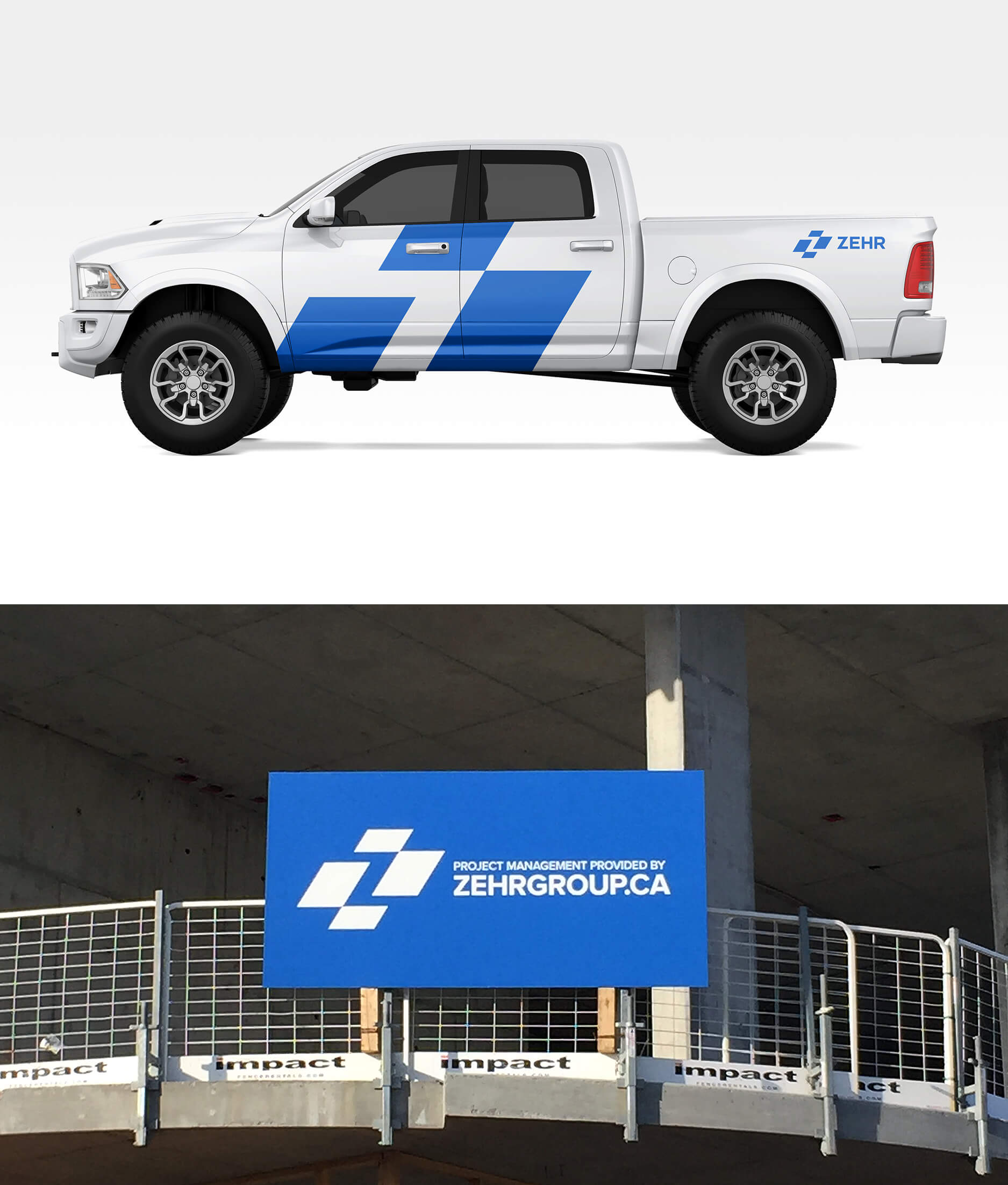 Zehr logo applied as a vehicle wrap and signage