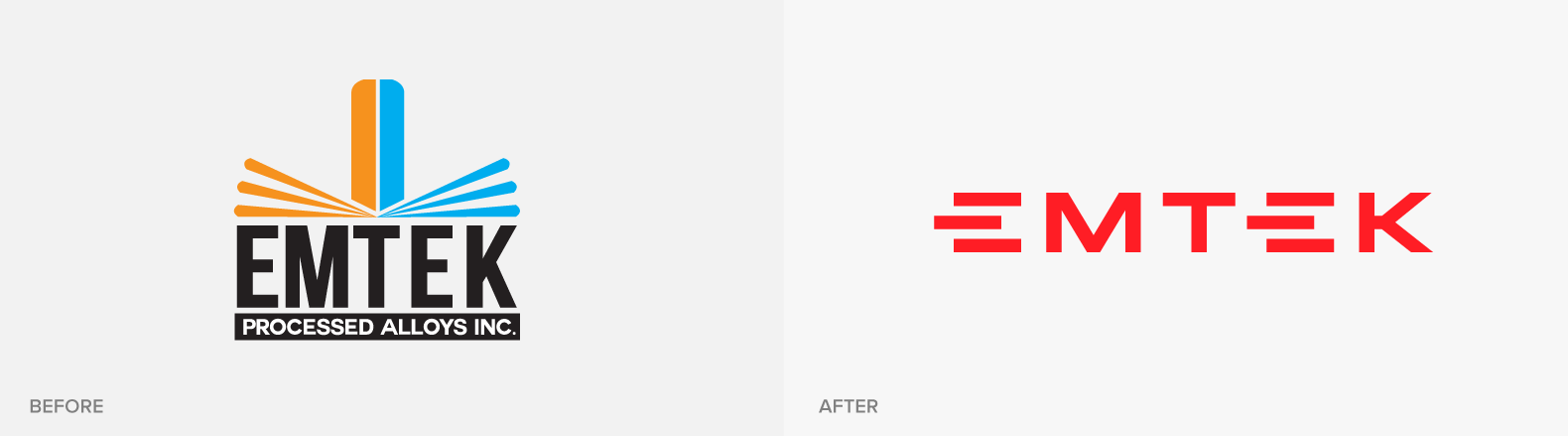 Emtek logo before and after