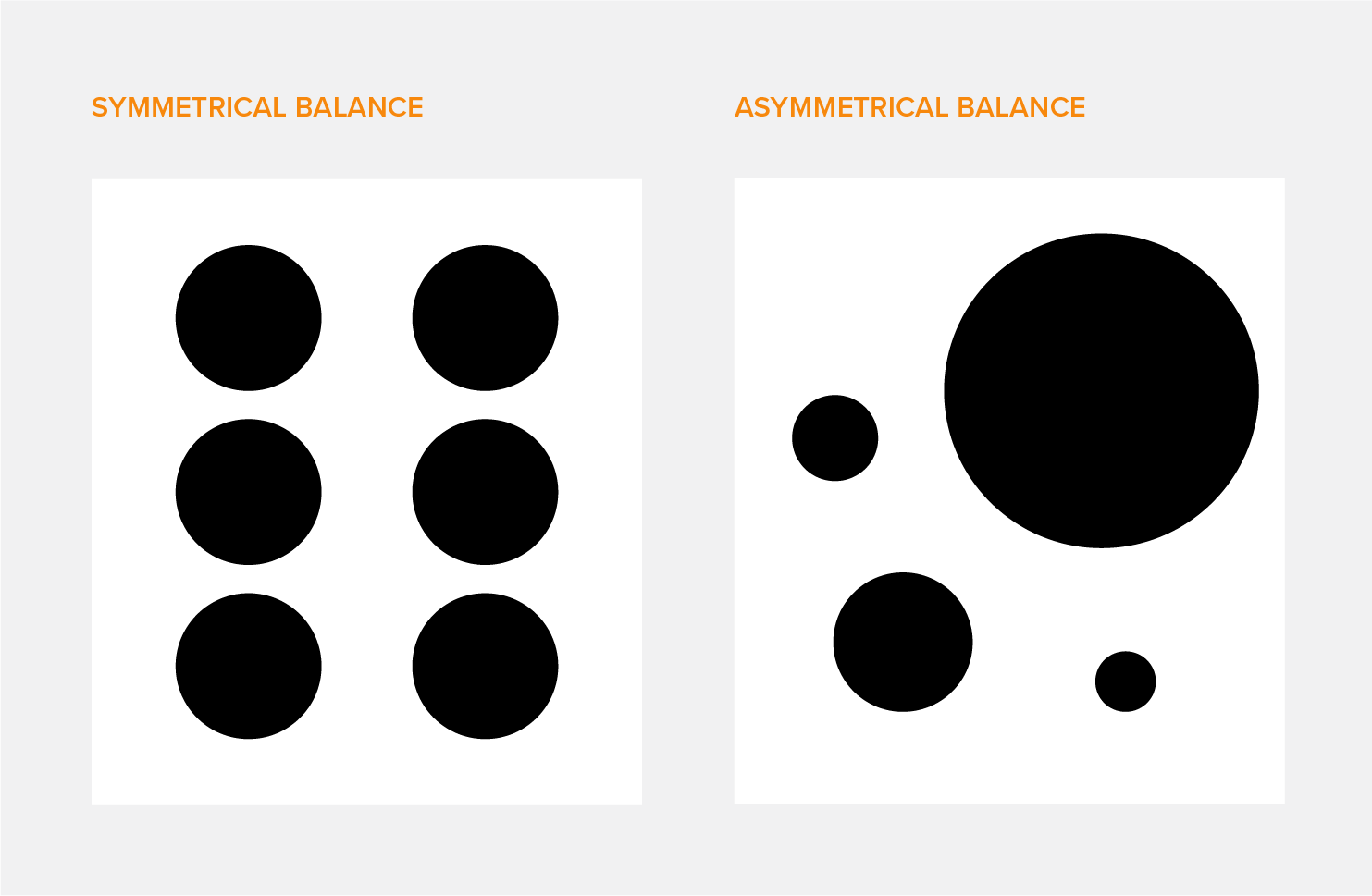 Examples of symmetrical balance and asymmetrical balance