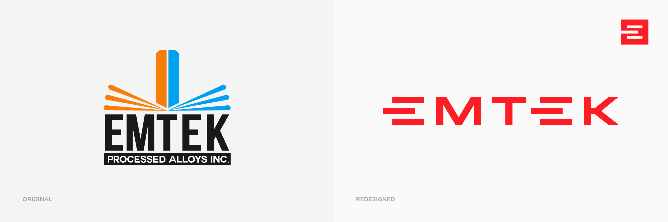 Emtek logo redesign comparison