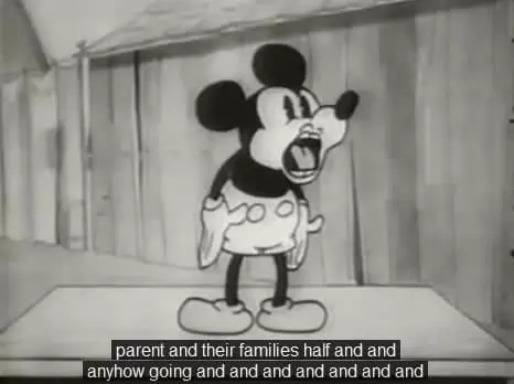 Mickey Mouse video with confusing and inaccurate captions. Image from Rev.