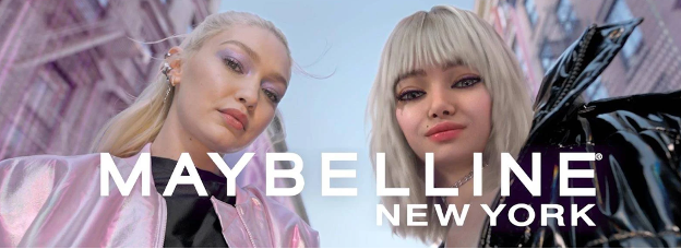 An ad from Maybelline New York showing a virtual influencer.