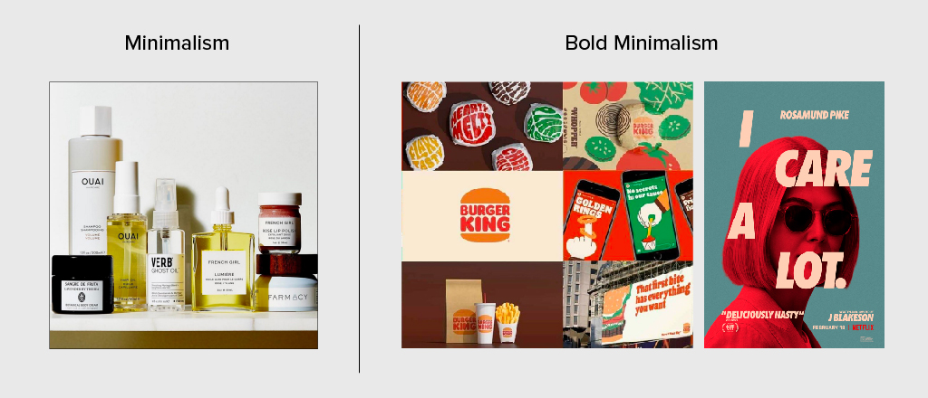 An image comparing minimalism versus bold minimalism.