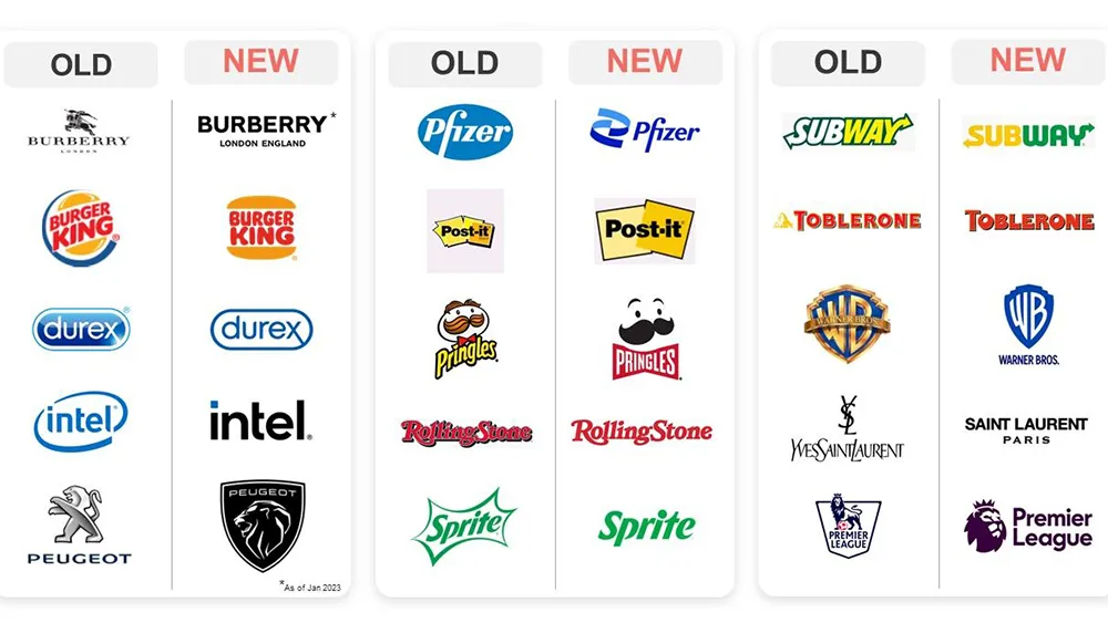 Example of several companies and how their logos have been 'debranded'.