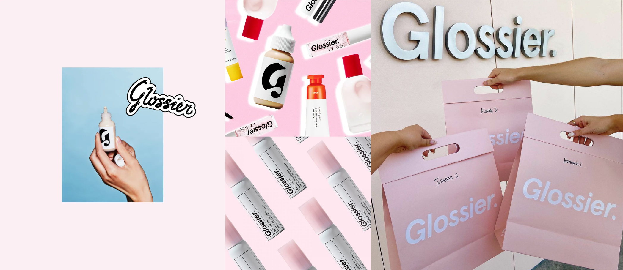 Examples of Glossier's pink.